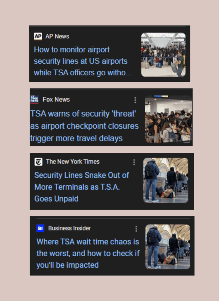 Image showing 4 headlines from different media outlets